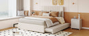 Upholstered Platform Bed With Drawers, Classic Headboard Design