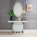 Nysa - Accent Table - Mirrored & Faux Crystals - 32" - Atlantic Fine Furniture Inc