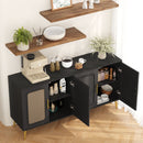 Vintage 4 Door Cabinet For Living Room - Black