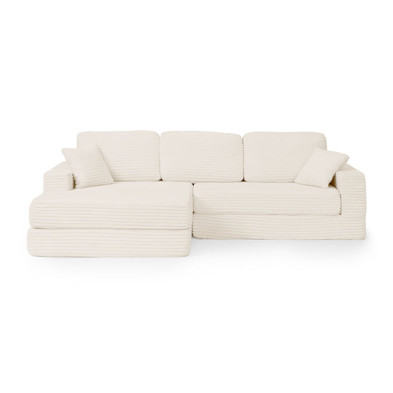 Modern Minimalist L Shape Modular Sectional Sofa, Corduroy Couch