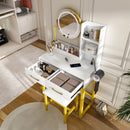 Makeup Vanity Table With LED Lights, 3 Color Options, Power Outlet