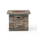 Classic Design Square Fire Pit With Top And 40, 000 Btu Heat Output - Stone Gray
