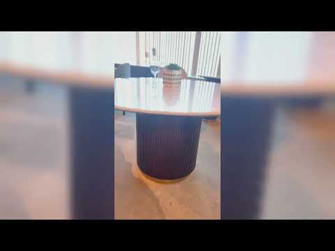Clayten - Round Dining Table With Marble - White Natural Marble Top & Espreeso Finish