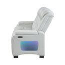 Power Sofa With USB LED Headrest, Bookshelf Arms, And Storage - Grey