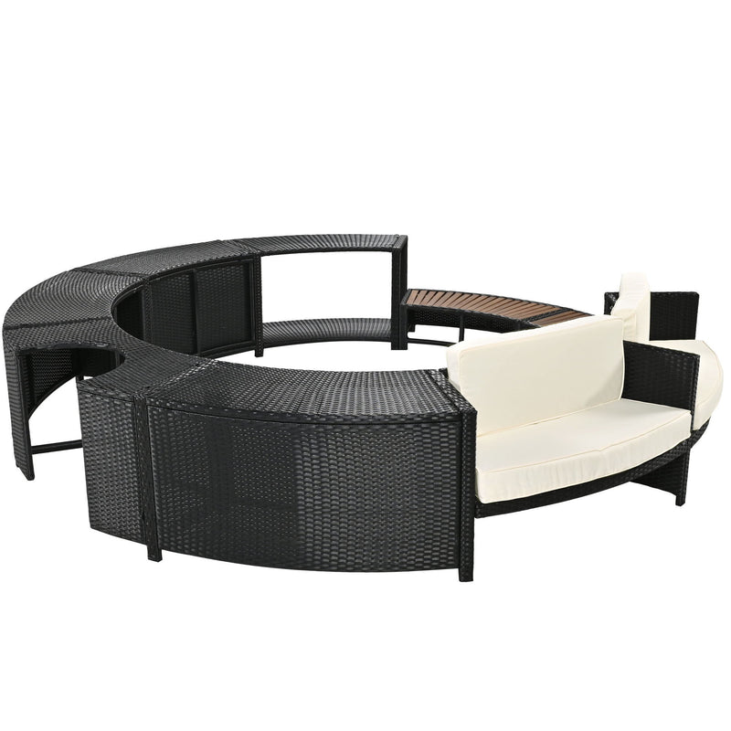 Spa Surround Spa Frame Patio Rattan Sofa Set With Storage Spaces, Mini Sofa And Comfortable Cushion For Patio, Backyard