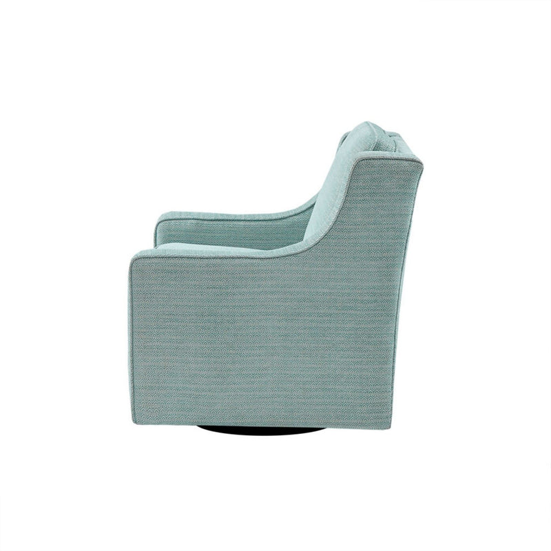 Swivel Chair With Foam Cushion / Black Metal Swivel - Blue
