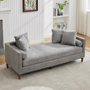 Upholstered Chaise Lounge Indoor With Nailheads, Sleeper Sofa Couch With 4 Throw Pillows & 2 Bolsters, Daybed With Rubberwood Legs