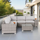 Modern Patio Rattan Sectional Set With Cushions