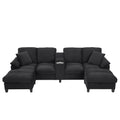 Modern U-Shaped Sectional Sofa With Storage Ottomans