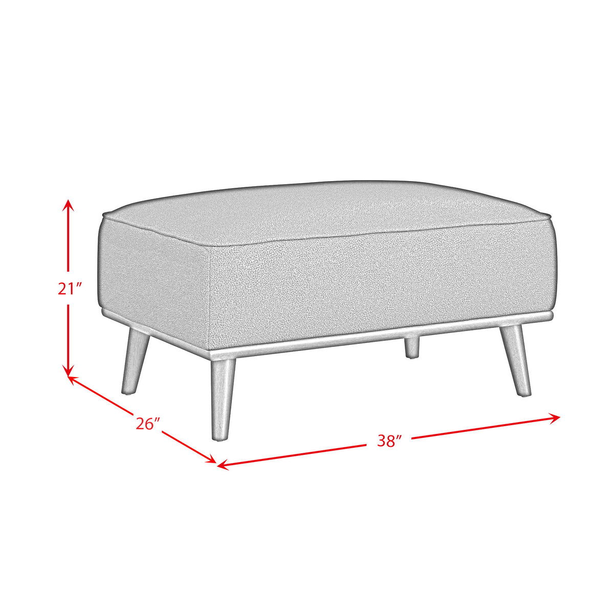 Destiny Ottoman With Wood Base in Dark Brown by Elements International, view 6