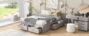 Queen Size Platform Bed with 6 Storage Drawers,Antique White