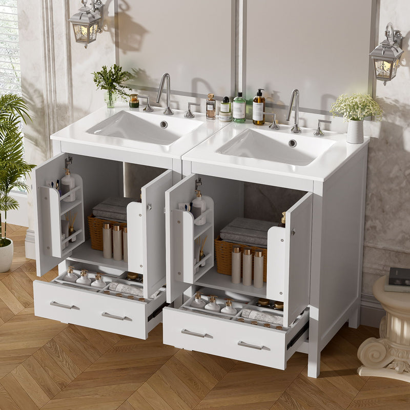 Bathroom Vanity With Integrated Undermount Ceramic Sink, 2 Doors And 1 Drawer, Soft Close Hinges
