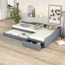 Upholstered Double Daybed With Trundle And Drawer