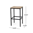 Outdoor Bar Stool With Slat Design And Metal Frame (Set of 2)