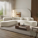 Extra Large Sectional Sofa Soft Fabric Upholstery, Elegant Curved Design With 3 Round Cushions, High - Resilience Foam For Ultimate Comfort - Beige