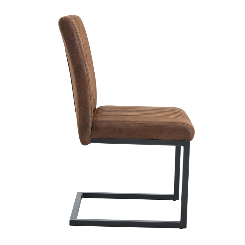 Ergonomic Technology Fabric Dining Chairs With Black Metal Legs, Comfortably Simple Design, (Set of 4) - Brown