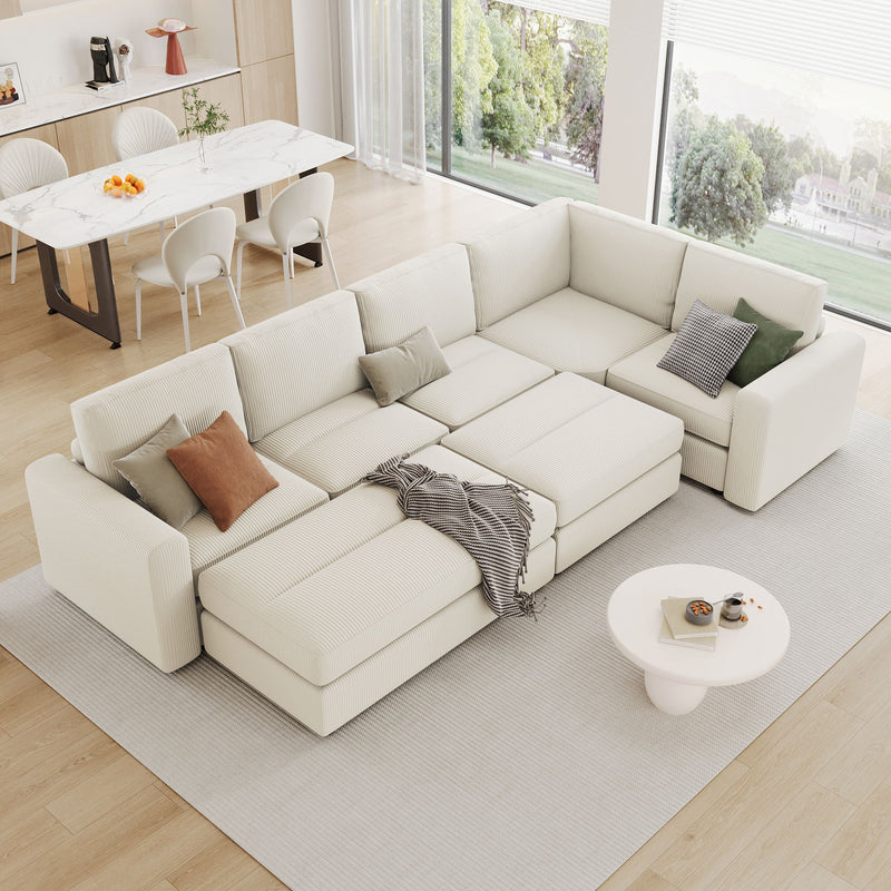 Sectional Couch Sofa Bed Modular Sofa With Two Movable Ottomans For Living Room