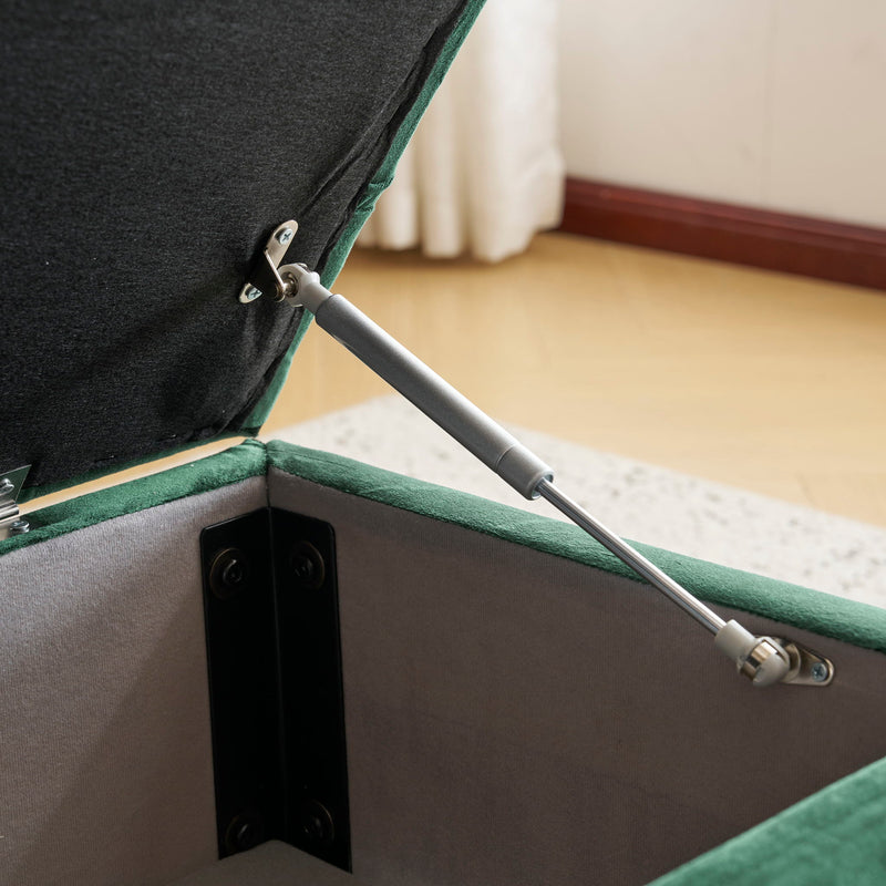 Contemporary Button Tufted And Diamond Stitched Storage Ottoman