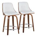 Gianna - Mid-Century Modern Fixed Height Stool With Swivel With Round Footrest (Set of 2)