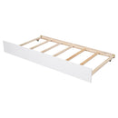 Twin Size House-Shaped Headboard with Fence Guardrails and Trundle,White