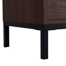 Modern Style Tall Display Cabinet With LED Lighting, Tempered Glass Door, 2 Drawers