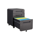 3 Drawer Mobile File Cabinet Under Desk Office, Simple Style Versatile Storage Cabinet For Legal / Letter / A4 Files, 5 Wheel Design Anti-Tilting Cold Rolled Steel Waterproof Moisture-Proof