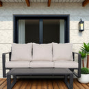 3 Person Sofa With Rectangular Coffee Table, Cushions Tino Tino - Beige