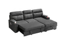 Kaden - Sleeper Sectional Sofa Chaise With Storage Arms And Cupholder