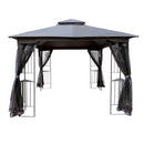 Patio Gazebo Tent With Ventilated Double Roof And Mosquito Net