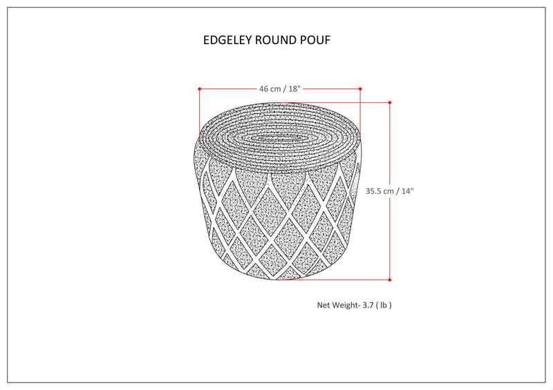 Edgeley - Handcrafted Round Pouf