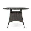 Outdoor Oval Dining Table With Silver Tipped Legs - Brown Multi