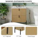 Fluted Bathroom Vanity With Ceramic Sink, Freestanding Design