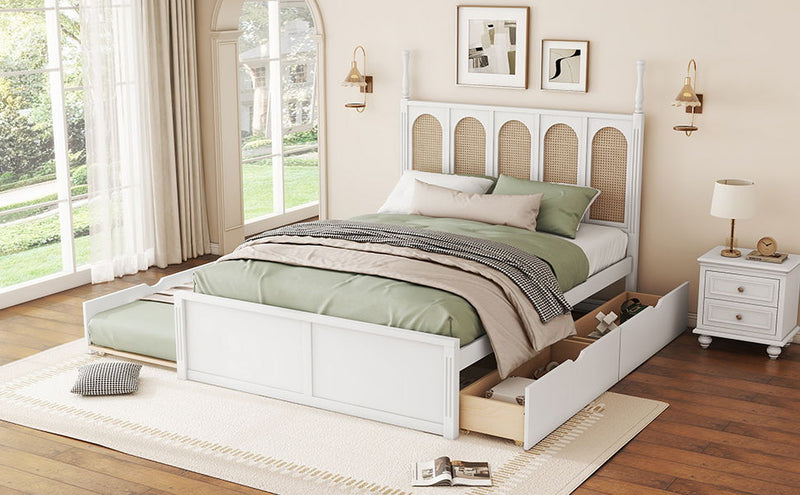 Platform Bed With With 2 Big Drawers With Trundle