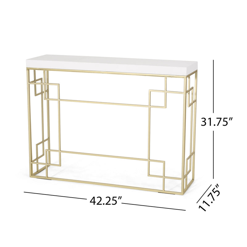 Modern Glam Console Table With Geometric Design - Gold