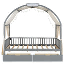 Bed With Arched Roof And 2 Drawers