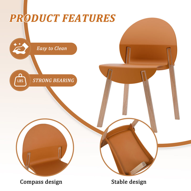 4 Piece Set Of Single Chairs, Traditional Elements With Round Table