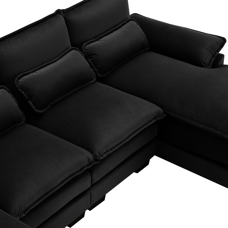 Modern U-Shaped Sectional Sofa With Waist Pillows, 6 Seat Upholstered Symmetrical Sofa Furniture, Sleeper Sofa Couch With Chaise Lounge For Living Room