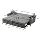 3 In 1 Convertible Sleeper Sofa Bed, Reclining Backrest, Pillows, Pockets