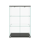 Modern Display Cabinet With LED Lights, Transparent Tempered Glass 2 Door Storage Case With 3 Shelves