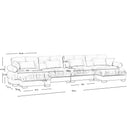 Modern Sectional Sofa With Ottoman, Round Bolster Armrests, Waist And Throw Pillows