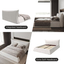 Upholstered Platform Bed With Special Shaped Velvet Headboard