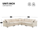 Convertible L Shaped Sectional Corner Couch With Armrest Storage Cup Holders USB Charger, Irregular Corner Oversized Comfy Modular Sofa