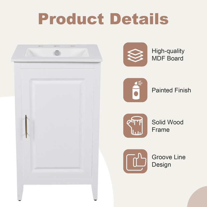 Modern Bathroom Vanity With Sink, Functional Drawer, Soft- Closing Door