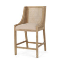 French Country Fabric Upholstered Counter Stools (Set of 2)