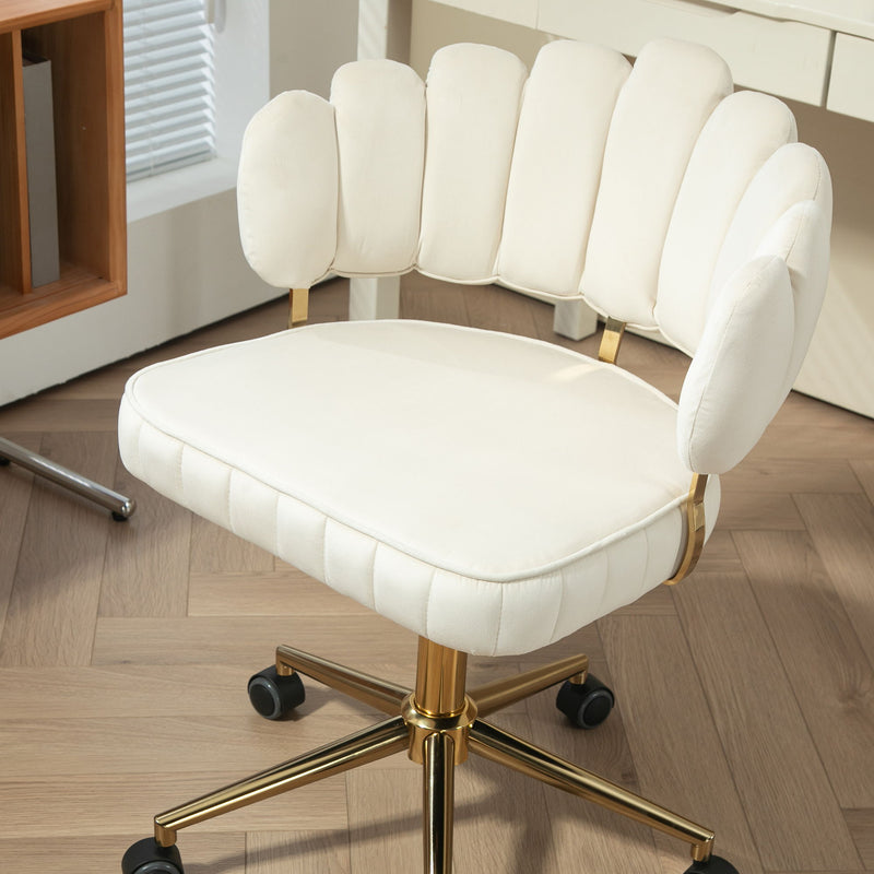 Modern Velvet Home Office Desk Chair With Adjustable Height And Swivel Wheels