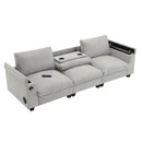 Sectional With Bluetooth Speaker Comfy Cloud Couch Set With Drop Down Table Cup Holders, USB Charger Storage Armrest Wide Seat Sofa
