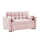 Modern Velvet Convertible Loveseat Futon Sofa With Pullout Bed, Reclining Backrest