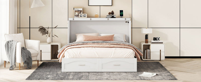 Murphy Bed With Drawer And A Set Of Sockets & USB Ports, Pulley Structure Design