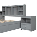 Platform Bed With Multi Functional Storage Space, Nightstand, 2 Drawers, USB Ports And Desk