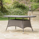 Outdoor Oval Dining Table With Silver Tipped Legs - Brown Multi